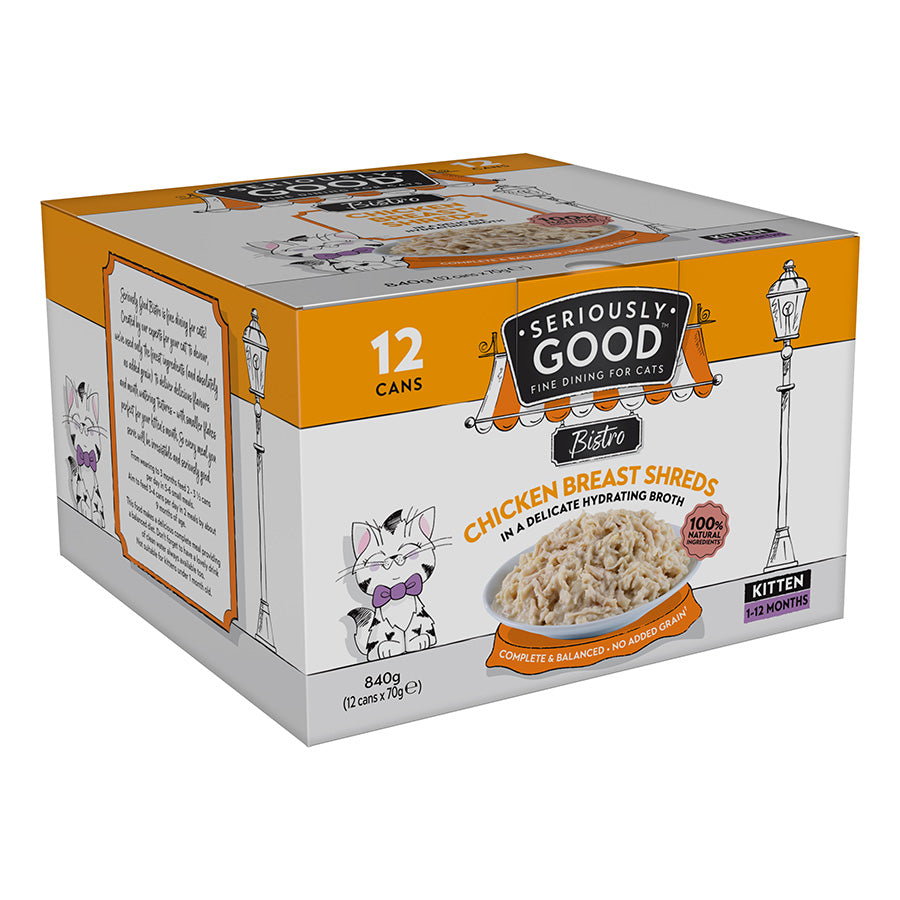 Seriously Good Wet Kitten Food Chicken Breast Shreds 12x70g