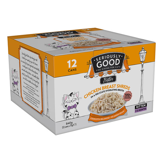 Seriously Good Wet Kitten Food Chicken Breast Shreds 12x70g