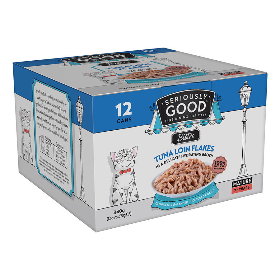 Seriously Good Wet Mature Cat Food Tuna Loin Flakes 12x70g