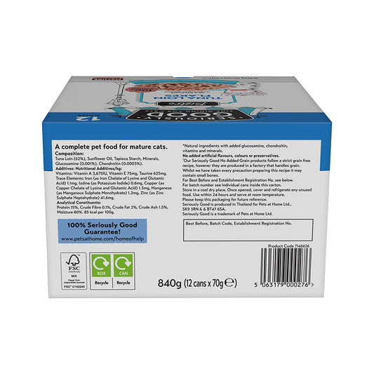 Seriously Good Wet Mature Cat Food Tuna Loin Flakes 12x70g