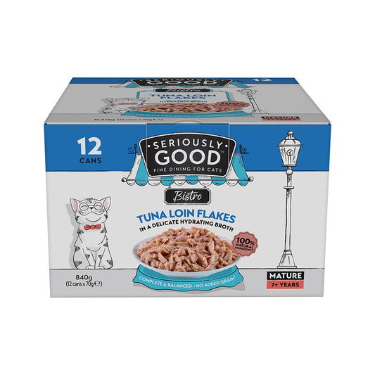 Seriously Good Wet Mature Cat Food Tuna Loin Flakes 12x70g