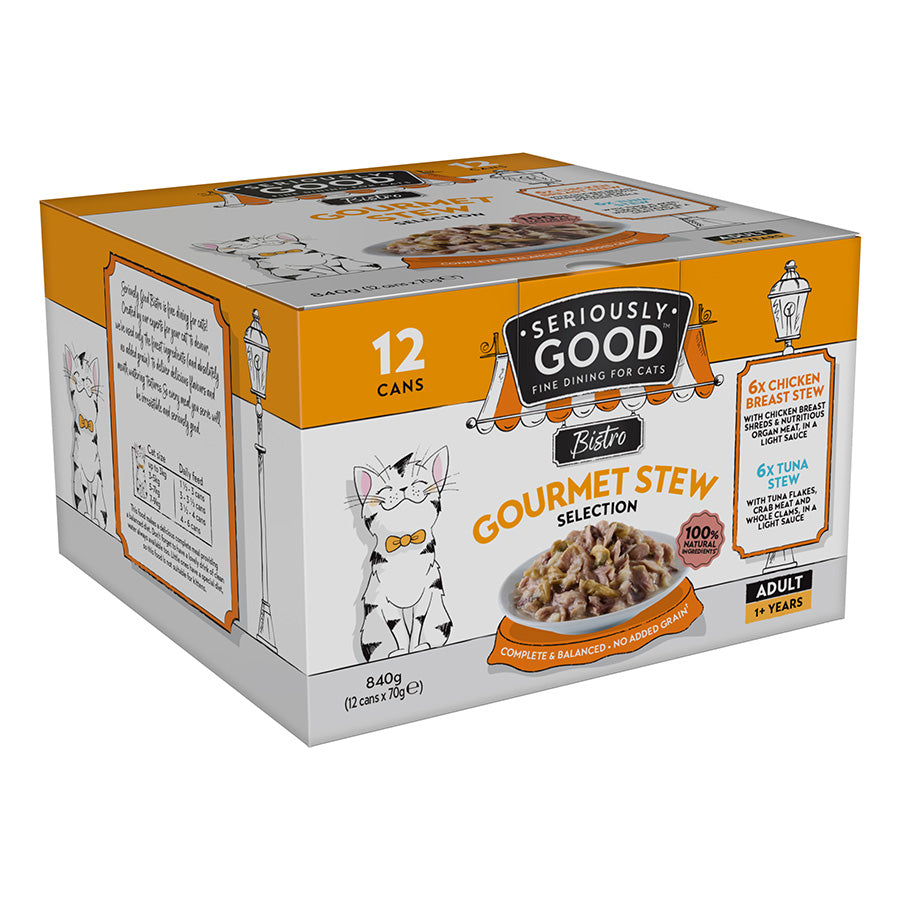 Seriously Good Gourmet Stew Wet Adult Cat Food 12x70g