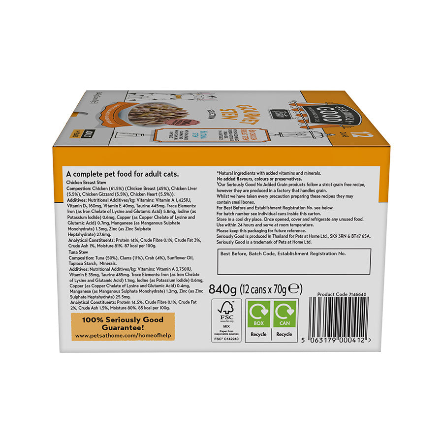 Seriously Good Gourmet Stew Wet Adult Cat Food 12x70g