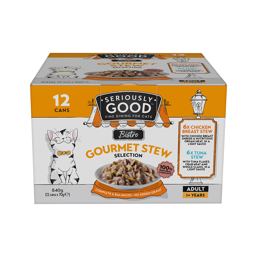 Seriously Good Gourmet Stew Wet Adult Cat Food 12x70g