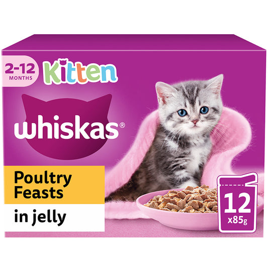 Whiskas Kitten Wet Cat Food Poultry In Jelly 12x85g