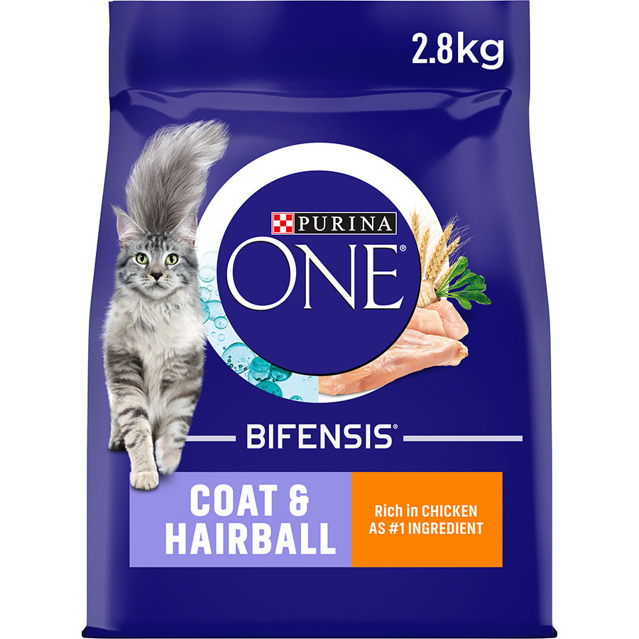 Purina ONE Coat & Hairball Adult Dry Cat Food Chicken 2.8kg