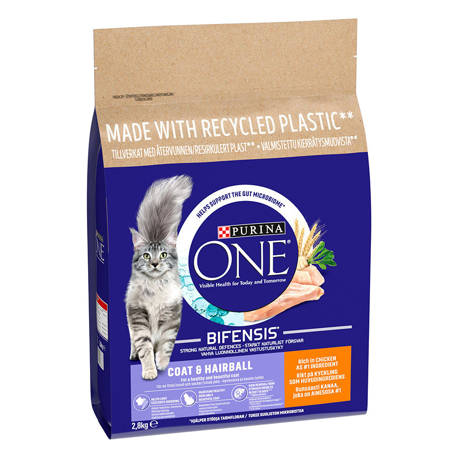 Purina ONE Coat & Hairball Adult Dry Cat Food Chicken 2.8kg