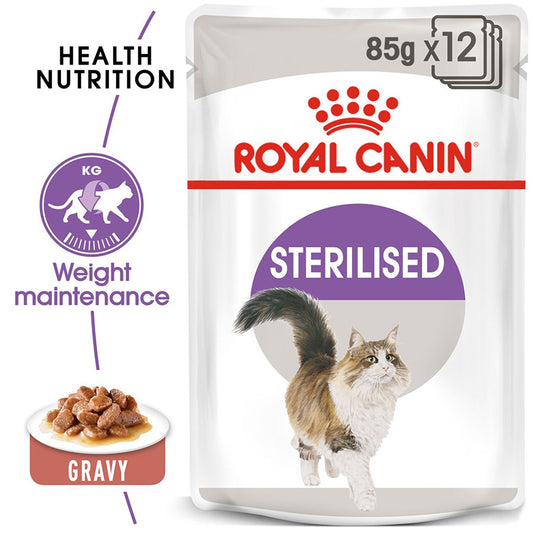 Royal Canin Feline Indoor Sterilised Wet Adult Cat Food In Gravy 12x85g