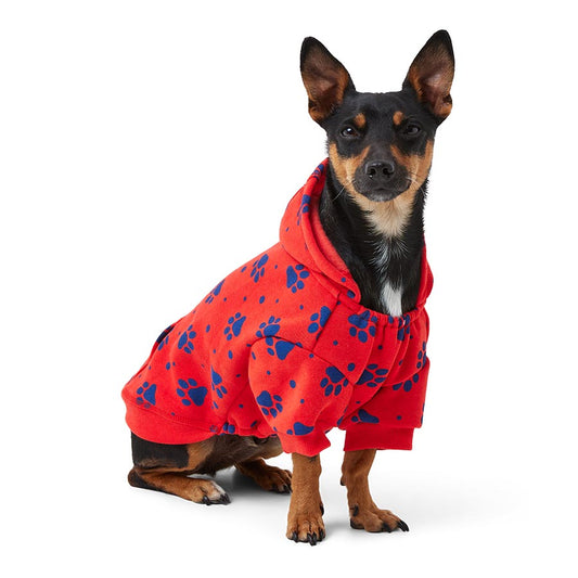 Pets at Home Pawprint Dog Hoodie Red