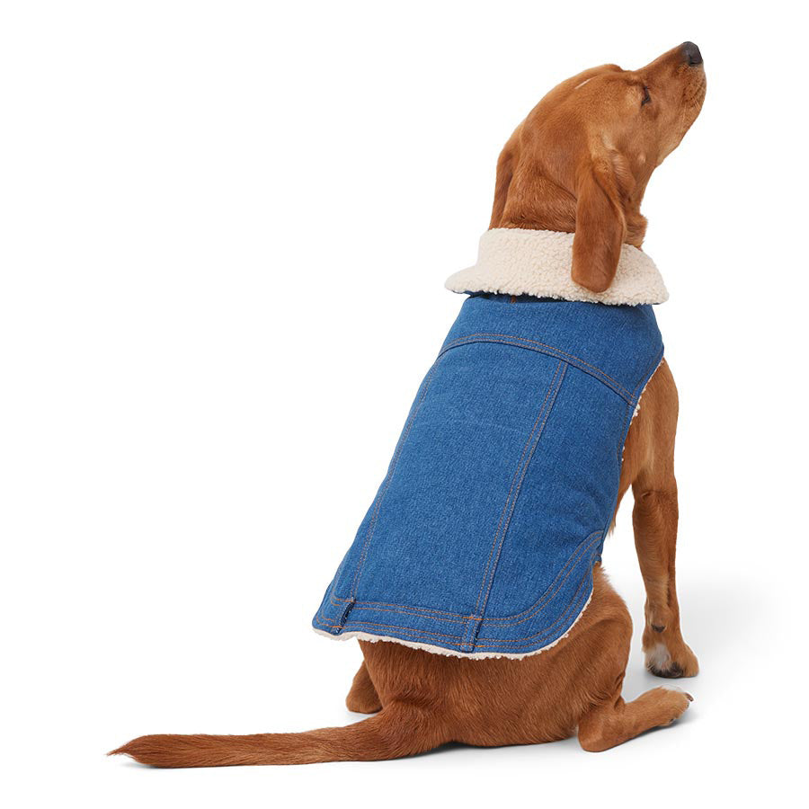 Pets at Home Denim Shearling Dog Jacket Blue
