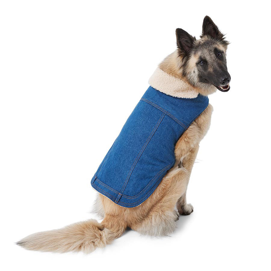 Pets at Home Denim Shearling Dog Jacket Blue