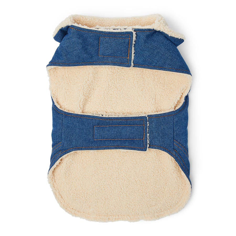 Pets at Home Denim Shearling Dog Jacket Blue