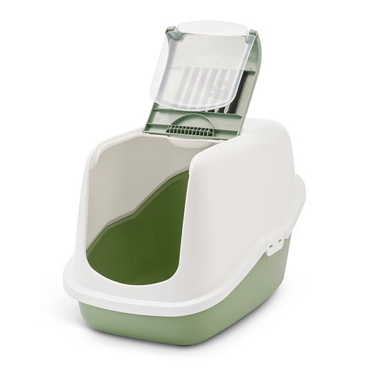 Savic Nestor Hooded Cat Loo Botanical Green Medium