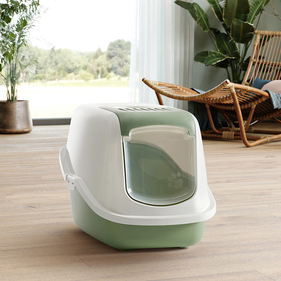 Savic Nestor Hooded Cat Loo Botanical Green Medium