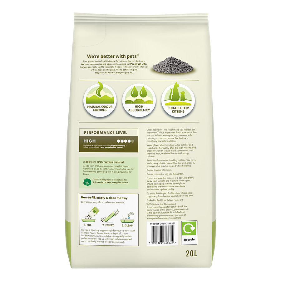 Pets at Home Recycled Paper Cat Litter 20L