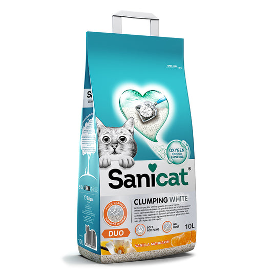 Sanicat Clumping Clay White Duo Cat Litter 10 Litre