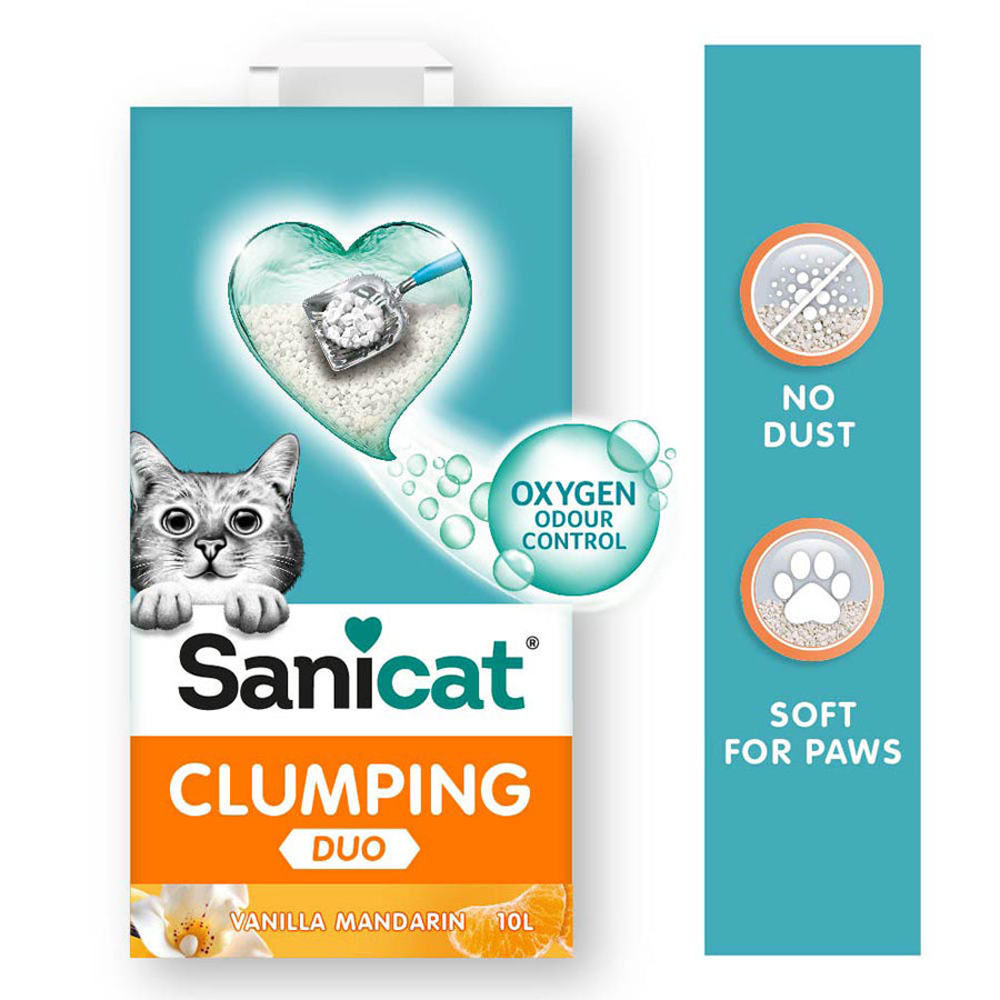 Sanicat Clumping Clay White Duo Cat Litter 10 Litre