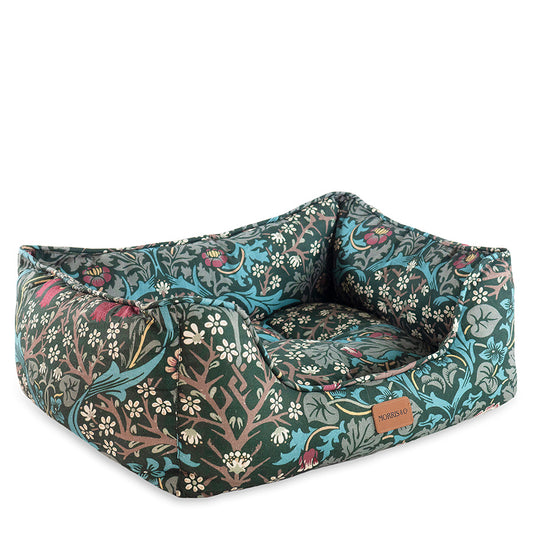 William Morris Square Dog Bed Blackthorn Print