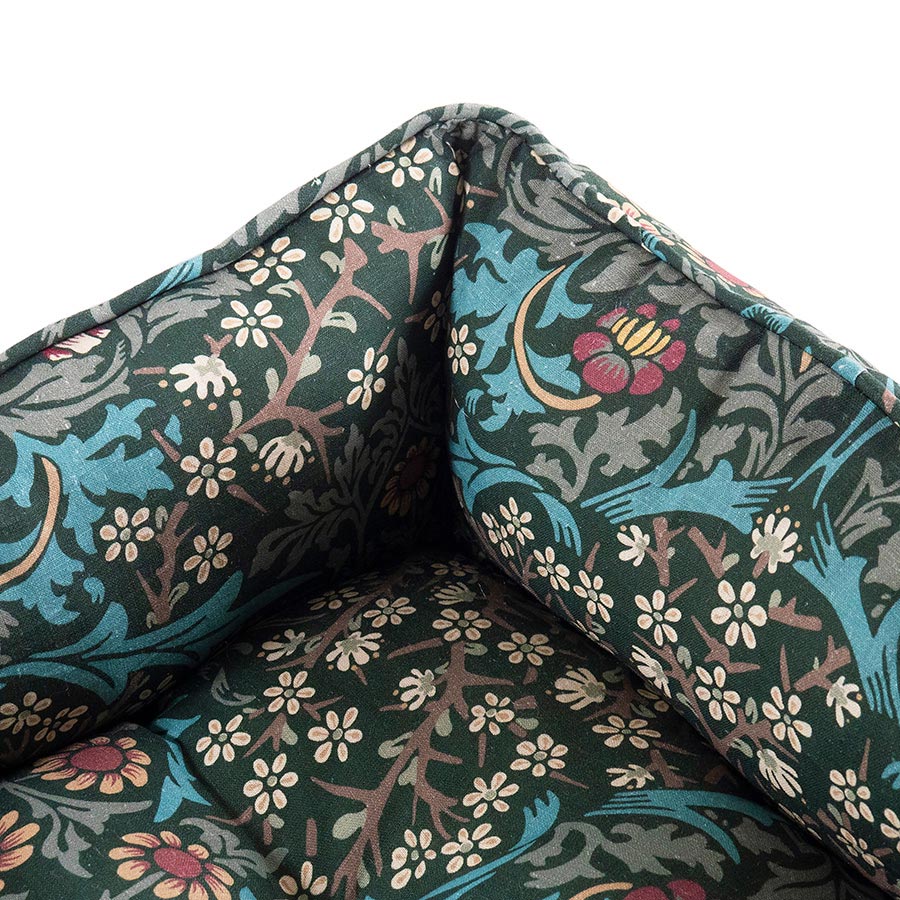 William Morris Square Dog Bed Blackthorn Print