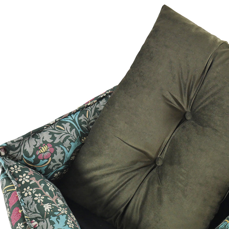 William Morris Square Dog Bed Blackthorn Print