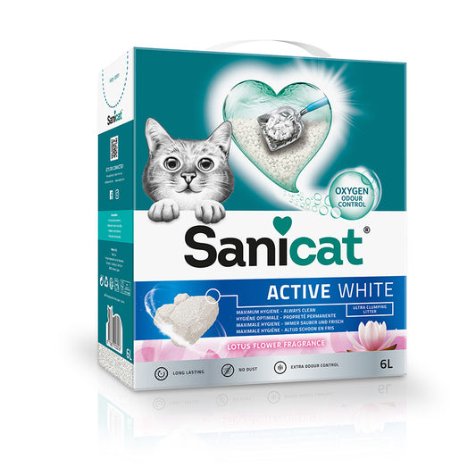 Sanicat Active White Lotus Flower Scented Clumping Cat Litter 6 Litre