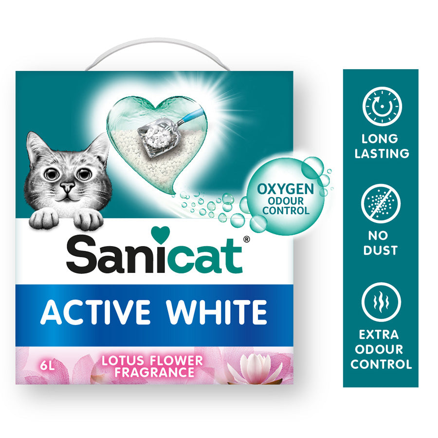Sanicat Active White Lotus Flower Scented Clumping Cat Litter 6 Litre