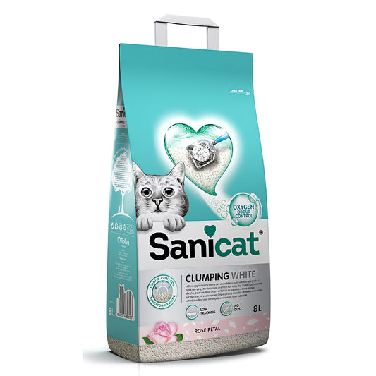Sanicat White Rose Petal Scented Clumping Cat Litter 8 Litre