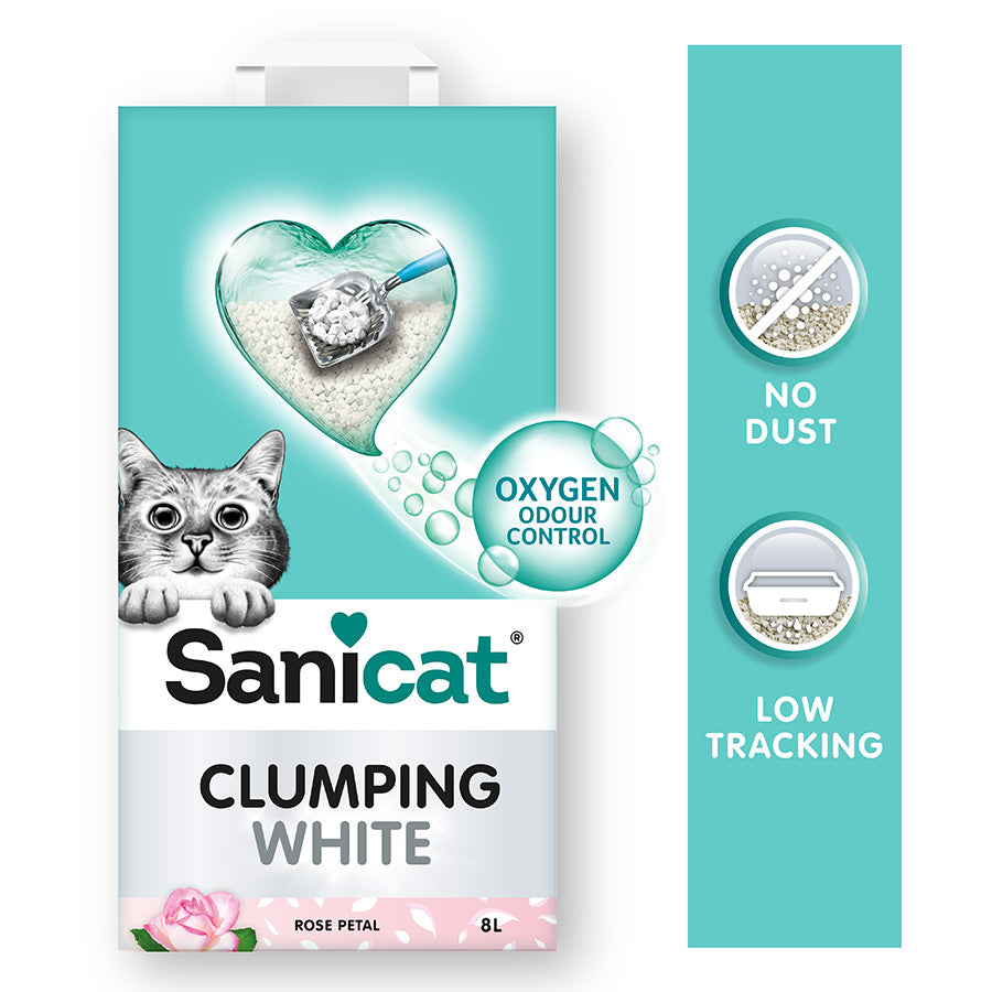 Sanicat White Rose Petal Scented Clumping Cat Litter 8 Litre
