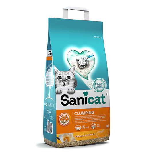 Sanicat Vanilla and Mandarin Scented Clumping Cat Litter 8 Litre