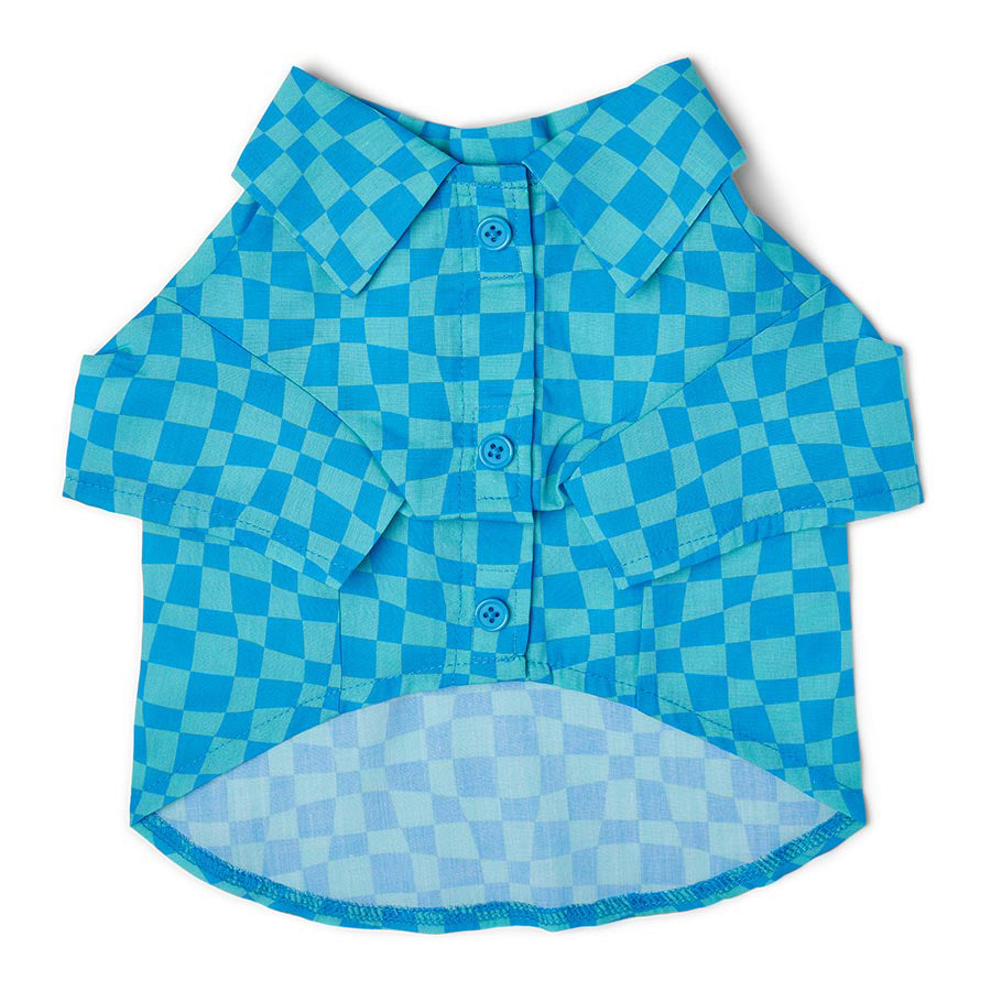 Pets at Home Checkerboard Collared Dog Shirt Blue
