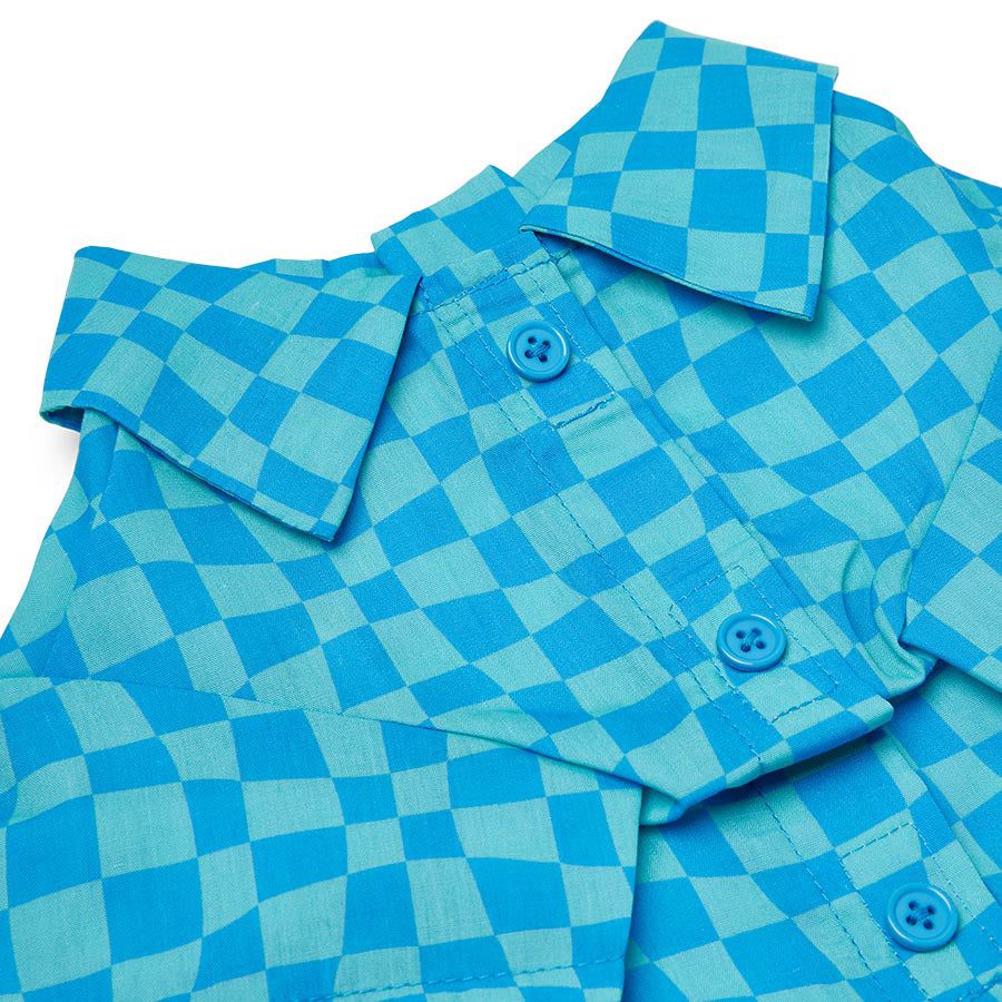 Pets at Home Checkerboard Collared Dog Shirt Blue