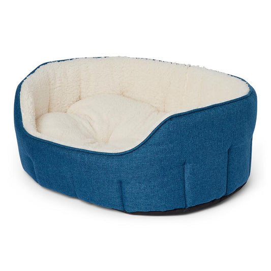 Pets at Home Linen Scallop Dog Bed Blue