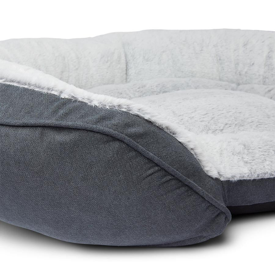 Noble Memory Foam Oval Bolstered Dog Bed Grey