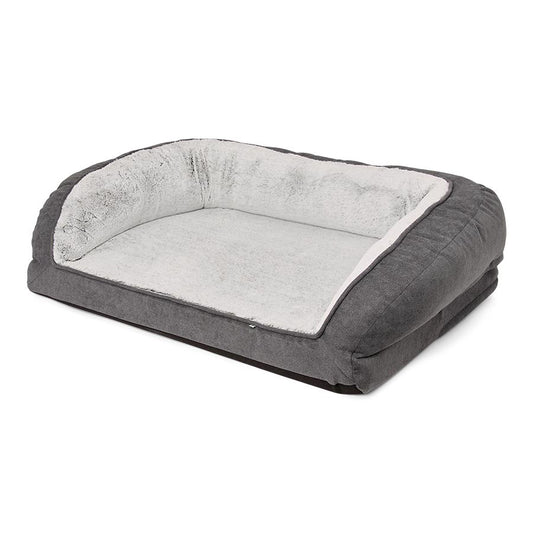 Noble Chenille Bolstered Dog Bed Grey Large