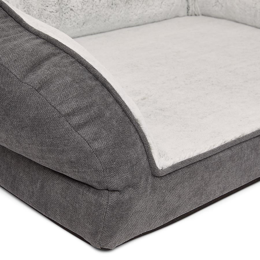 Noble Chenille Bolstered Dog Bed Grey Large