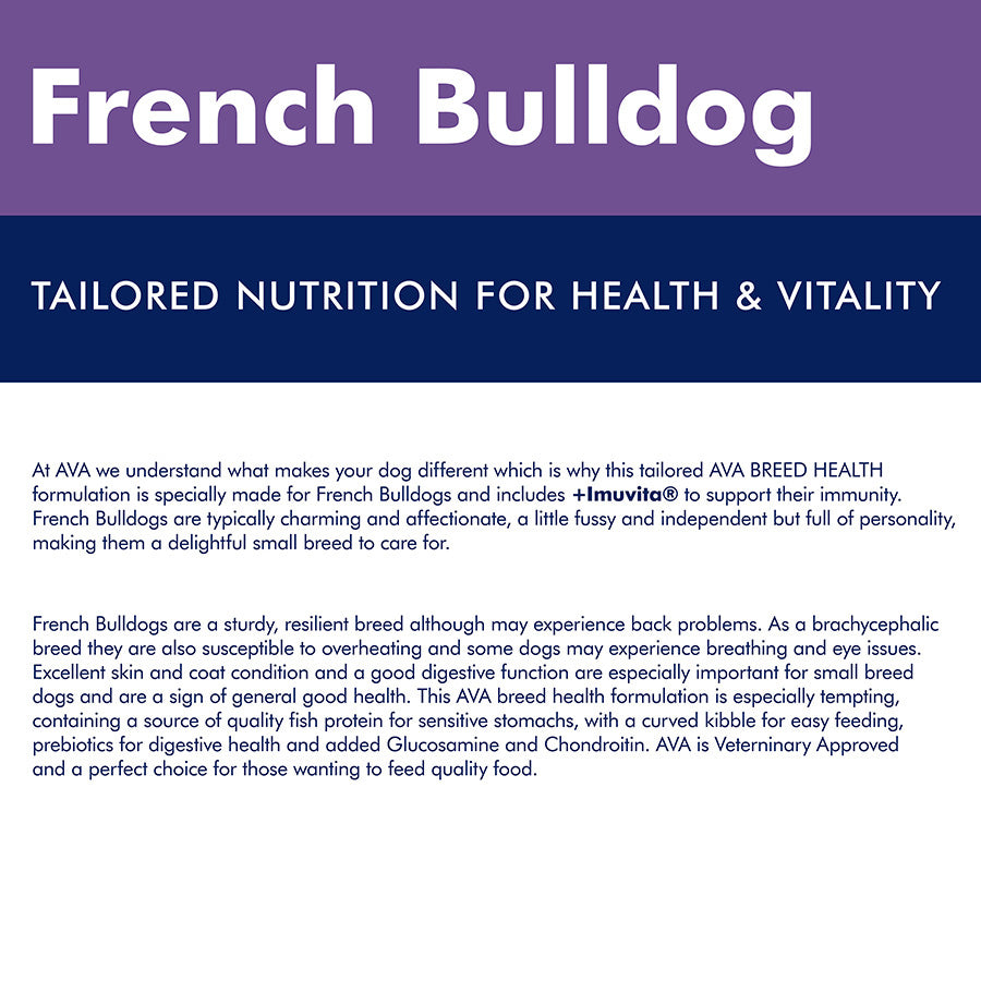 AVA Veterinary Approved French Bulldog Dry Adult Dog Food 12kg