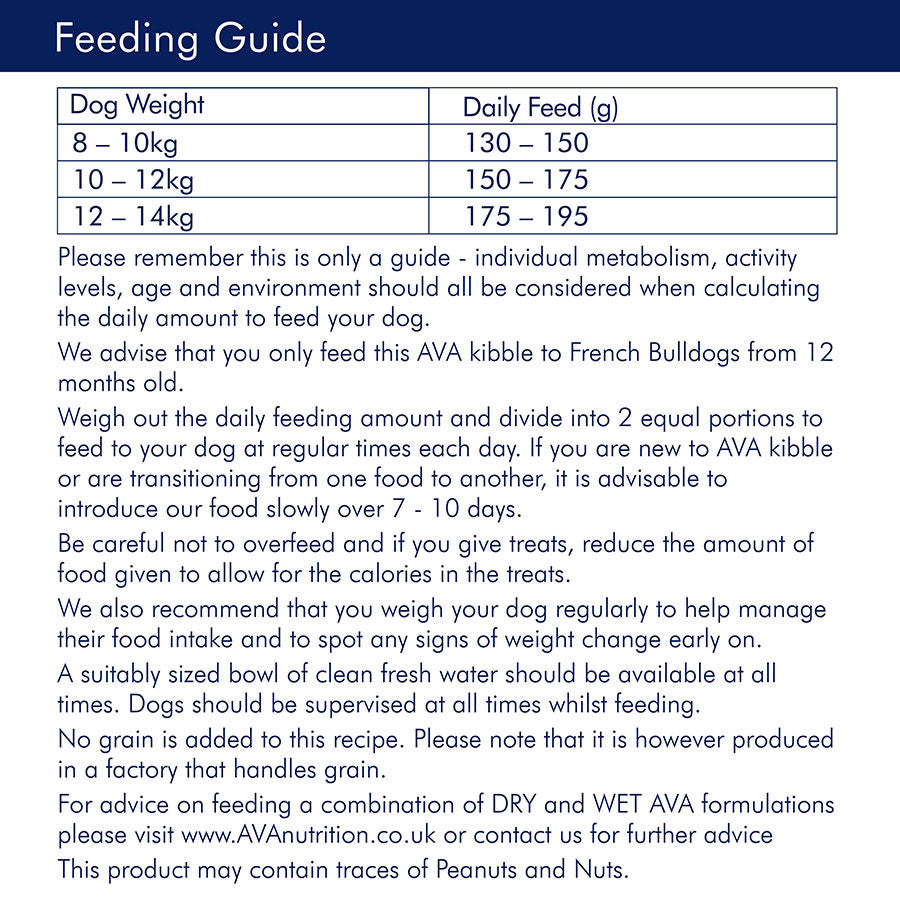 AVA Veterinary Approved French Bulldog Dry Adult Dog Food 12kg