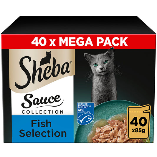 Sheba Sauce Collection Wet Adult Cat Food Fish Selection 40 x 85g Pouches