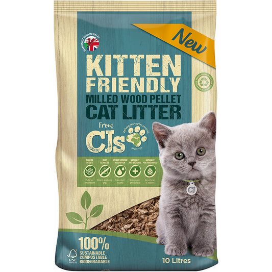CJ's Pine & Spruce Scented Milled Wood Non Clumping Kitten Litter 10L