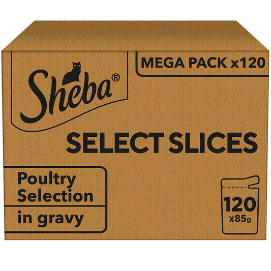 Sheba Select Slices Mixed Poultry Selection in Gravy Wet Adult Cat Food 120 x 85g
