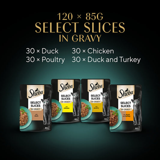 Sheba Select Slices Mixed Poultry Selection in Gravy Wet Adult Cat Food 120 x 85g
