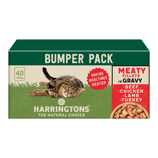 Harringtons Wet Adult Cat Food Meat In Gravy 40 x 85g Pouches