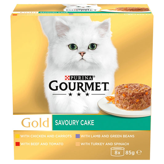 Gourmet Gold Savoury Cake Wet Adult Cat Food Meat and Vegetables 8 x 85g