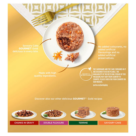 Gourmet Gold Savoury Cake Wet Adult Cat Food Meat and Vegetables 8 x 85g