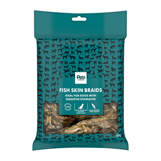 Pets at Home Fish Skin Braids Dog Treats 100g