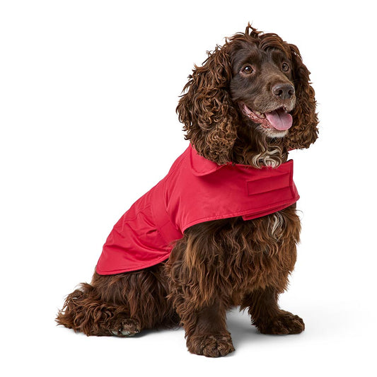 Pets at Home Fleece Lined Twill Dog Jacket Red