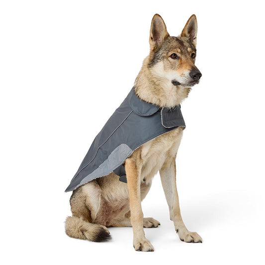 Pets at Home Ripstop Reflective Trim Dog Coat Charcoal