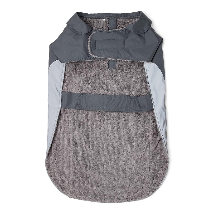 Pets at Home Ripstop Reflective Trim Dog Coat Charcoal
