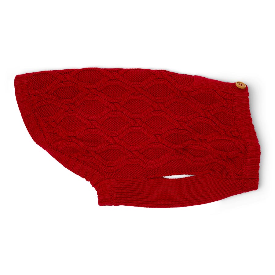 Pets at Home Cable Knit Henley Dog Jumper Red