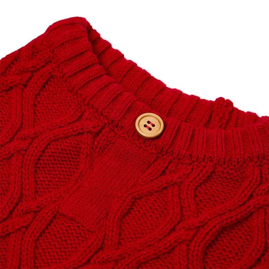 Pets at Home Cable Knit Henley Dog Jumper Red